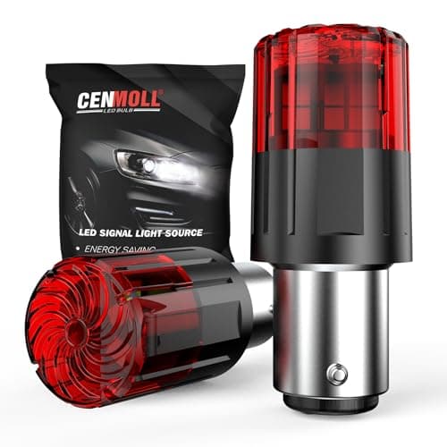 Image of Cenmoll P21/5W LED Bulb Red black, 3200LM Super Bright 12V-24V Build-in Load Resistor 1157 BAY15D 380 P21/5W Car Bulb Replacement for Backup Tail Brake Turn Signal Parking DRL Lights, black, 2 Pack
