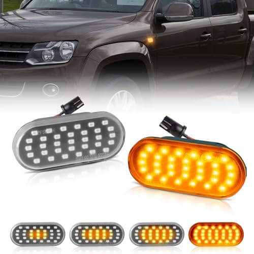 Image of POPMOTORZ LED Dynamic Side Indicator, 2Pcs LED Side Lights with Canbus Error Free Turn Signal Lights for VW Golf MK3 MK4 Passat B4 SEAT Altea Ibiza Ford Fiesta MK5 Focus MK2 S-koda Citigo, Clear Lens