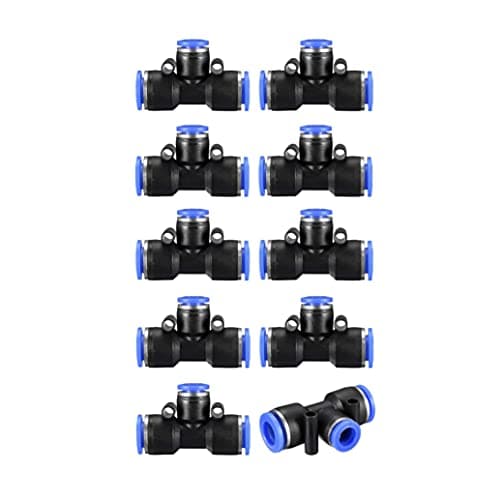 Image of Hsthe Sea 10 pcs Tee Tube Plastic Tee Connect Tube PEG8-6 T Type Pneumatic Connector Air Line Fitting for Air Joint 10mm-8mm Outer Diameter Hose
