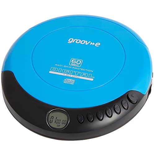 Image of Groov-e RETRO Compact CD Player - Personal Music Player with CD-R & CD-RW Playback - Anti-Skip Protection, Programmable Tracks - Earphones Included - Micro-USB or Battery Powered - Blue