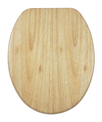 Image of AQUALONA® Essential Value Toilet Seats Wipe Clean Moulded Wood - Stainless Steel Slow Close Hinges - Wipe Clean - Easy Installation (Oak Effect Veneer)