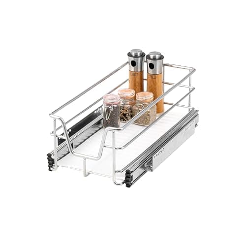 Image of bremermann Telescopic Drawer, Kitchen Drawer with Liner - 30cm (Chromed)