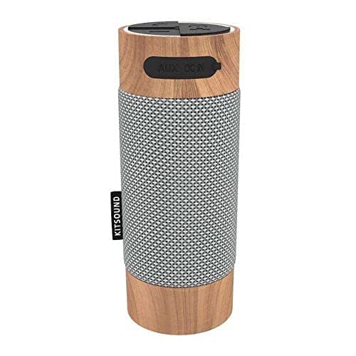 Image of KitSound KSDIGGIT Diggit Outdoor Freestanding Bluetooth Garden Speaker with Removable Stake, Silver/Wood