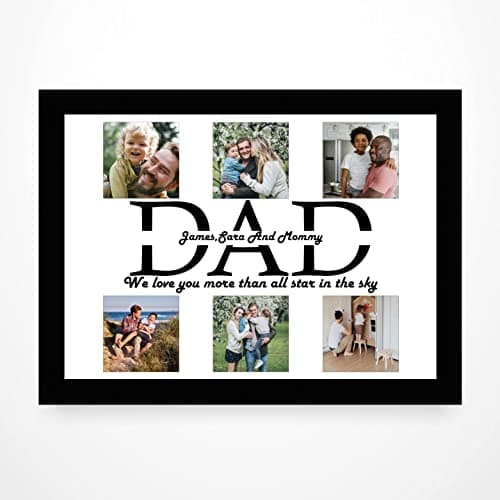Image of PB TECH Personalised Photo Prints Wall Art with DAD and Custom Letters with a Special Message Presents for Dad, Grandfather, Birthday, Christmas, Fathers Day A5, A4, A3 Prints & Framed