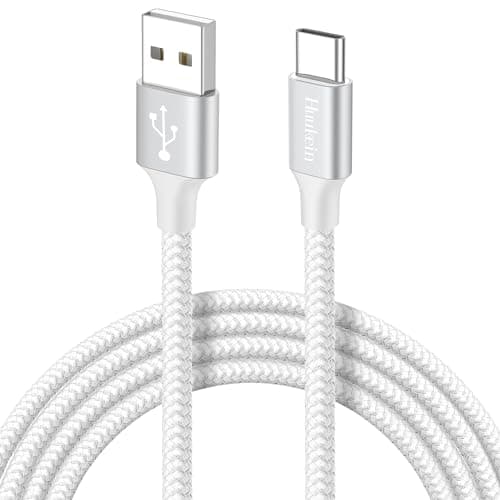 Image of 2M USB C Cable, USB to USB C Cable 3A Fast Charge, Nylon USB A to Type C Charger Cable Fast charging for iPhone 17 16 15 Pro, Samsung Galaxy S25 S24 S20 S10 S9 A16 A56 A15, Tablets, Laptops, White