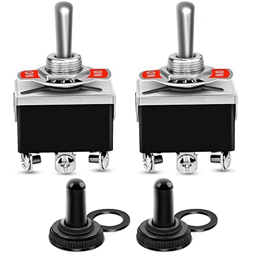 Image of Gebildet 2pcs 6Pin/3 Position ON/OFF/ON Heavy Duty Rocker Toggle Switch 0~250V/15A DPDT Latching ON/Off/ON Switch with Waterproof Cap(Latching)