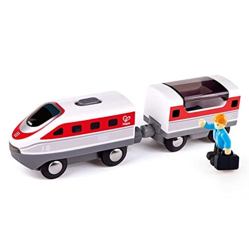 Image of Hape Inter-City Battery Powered Train Set, 3Y+, Button-Controlled Express Train with Lights & Magnetic Connectors