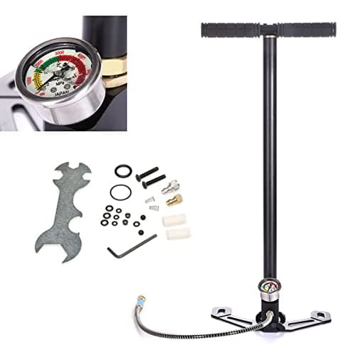 Image of 3 Stage Air Gun Rifle Filling Pump, Pcp Air Rifle Pump Stirrup Pump, 4500Psi Hand Pump, High-Pressure Tire Inflator Hand Pump, tainless Steel Air Rifle Hand Pump for PCP Air Gun Boat Tire Ball Kayaks