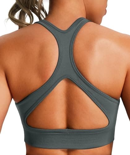 Image of JOYSPELS Women's Sports Bra Seamless 4-Way Stretch Yoga Top with Removable Pads for Gym, Workouts, Running Dark Shadow Grey S