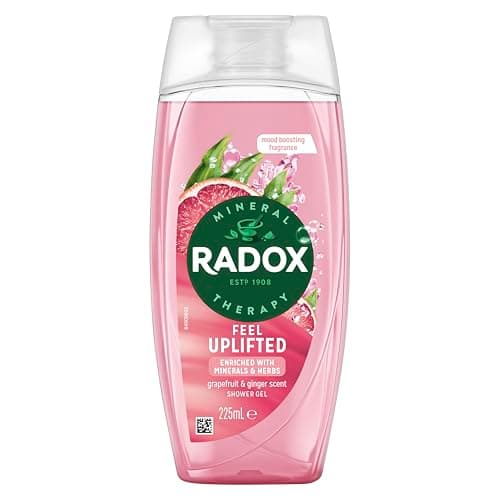 Image of Radox Mineral Therapy Feel Uplifted Body Wash Shower Gel uniquely blended with herbs, minerals, and a grapefruit & ginger fragrance for an uplifting experience 225 ml, Pack of 6