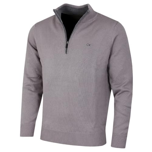 Image of Calvin Klein Mens 2026 1/2 Zip CK Golf Sweater - Cloud Grey - L