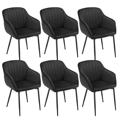 Image of Goeurvant Velvet Dining Chairs Set of 6 Kitchen Chairs Armchair for Living Room with Metal Legs, Black