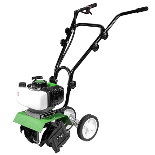 Image of 52cc Petrol Rotavator Garden Tiller 2-Stroke Mini Cultivator 30cm Soil Turner Allotment Lawn Garden Ground Digger Compact POLLOR