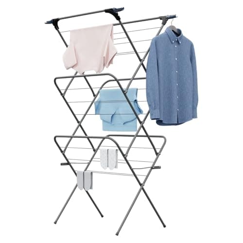 Image of Knight 3 Tier Clothes Airer, Foldable Clothes Drying Rack 15m Indoor & Outdoor Clothes Airer, Drying Rack Laundry with Fold-Out Arms for Extra Hanging Space, Alloy Steel Clothes Dryer Stand (Grey)