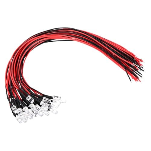 Image of PATIKIL 5mm LED Diode Light, 24 Pcs 3-6V DC Pre Wired Mini LED Lights Bulb Light-emitting Lamp for RC DIY Indicator Lighting, Red