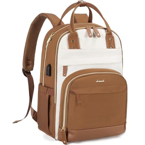 Image of LOVEVOOK Laptop Backpack for Women, Waterproof 15.6 inch Work Bag Womens Rucksack with Anti-theft Zipper & USB Port, Fashion Ladies Backpacks Back Pack Womans for Travel School College Business Brown