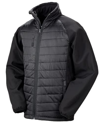 Image of Result Genuine Recycled R237X Mens Black Compass Padded Softshell Jacket - Black/Black - XL
