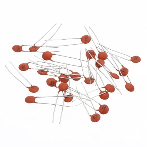 Image of PATIKIL 10nf 50V Ceramic Disc Capacitor, 25 Pcs Ceramic Chip Capacitor Assortment Kit for Power Circuits Industrial Equipment,Brown Red