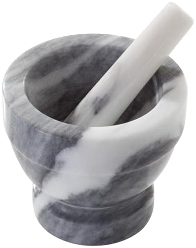 Image of Judge White Marble Mortar and Pestle Spice Grinder or Herb Crusher in Gift Box, 11.5cm High x 13cm Diameter