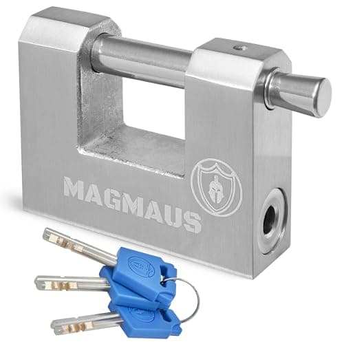 Image of Magmaus® RTL70 [Never-Rust] Heavy Duty Shipping Container Padlock with 3 Keys - [High Security] - Weatherproof Outdoor Lock - [Stainless Steel] - Ideal for Shed, Chain, Gate, Garage