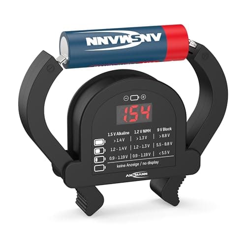 Image of ANSMANN 4000001 Analogue Battery Tester [Pack Of 1] Pocket-Sized Battery Health Check for AA, AAA, C, D, 9V Blocks and Coin Cells - Clear Display of Good, Low or Replace Battery Health