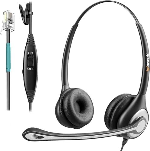 Image of Wantek Wired Telephone Headsets with Noise Canceling Mic for AVAYA Aastra Allworx Adtran Alcatel Lucent AltiGen Comdial Digium Gigaset InterTel Mitel Plantroniccs MiVoice Landline Deskphones