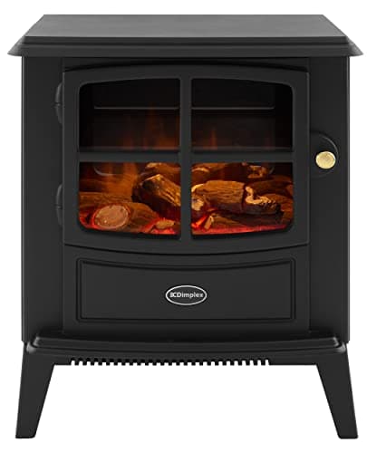 Image of Dimplex Brayford Optiflame Freestanding Electric Stove, Black Free Standing Wood Burner Style Fire with Logs, LED Flame Effect, 2kW Fan Heater, 1000/2000 Watt Heat Settings and Remote Control