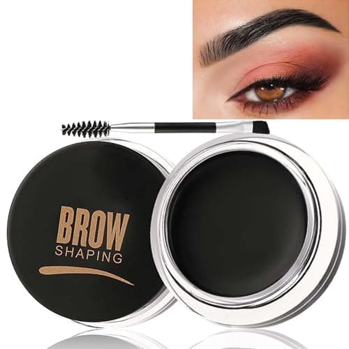 Image of Black Waterproof Eyebrow Pomade with Brush - Smudgeproof, Quick Dry, Non-Greasy, Lightweight Gel Soap for Bold, Beautiful 3D Brows