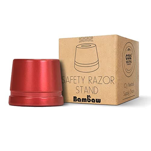 Image of Bambaw Red Safety Razor Stand, Does Not Fit All Safety Razors, Double Edge Razor Stand Holder, Red