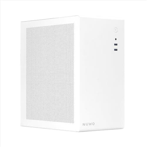 Image of Nuwo Eguera A123 MicroATX Compact Case for PC Desktop Office Mini Tower 0.6MM SPCC, USB 3.0, Mesh Side Panels, White