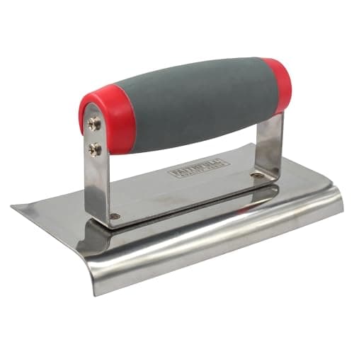 Image of Faithfull Soft-Grip Concrete Edging Trowel, Stainless Steel Blade for Shaping Steps & Verges – 6 Inch