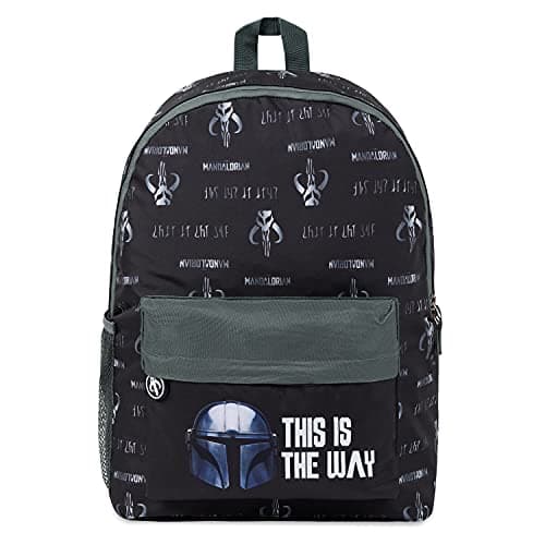 Image of Disney The Mandalorian School Bag Baby Yoda Kids Backpack for School Travel Sports Zipped Pocket Star Wars Gifts (Black)