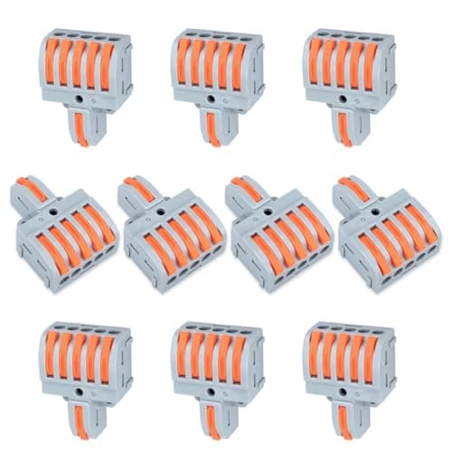 Image of Innfeeltech 10 Pcs Connecting Ternimal, 1 In 5 Out Connection Clamp,with Lever, Cable Connectors with 0.2-4 mm² Conductor Clamp For DIY Projects