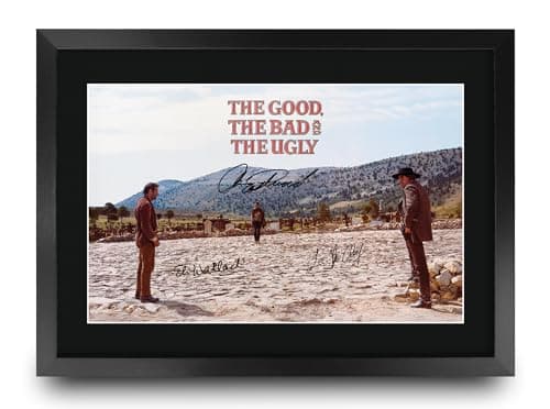 Image of HWC Trading Good, Bad & Ugly Scene 1 Eastwood & Van Cleef Gifts Printed Signed Autograph Picture for Movie Memorabilia Fans - A3 Framed