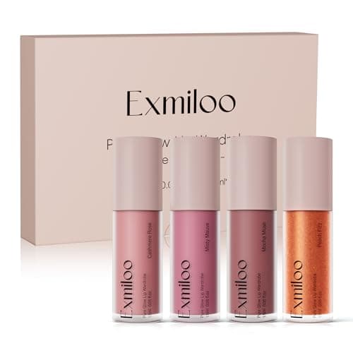 Image of Exmiloo Mini Lip Tint Set, 4 Buildable Lip Colours– Matte & Gloss Lip Stain Kit, Lightweight & Highly Pigmented, Long Lasting Travel Size Lipstick Gift Set, Vegan & Cruelty-Free, Nude Essentials