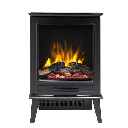 Image of Dimplex Optiflame Fernshaw Freestanding Electric Stove, Black LED Flame Effect Fire With Choice of Fuel Beds, Flame Brightness, Colours, 2kW Fan Heater And A Choice Of 1000 or 2000 Watt Heat Settings