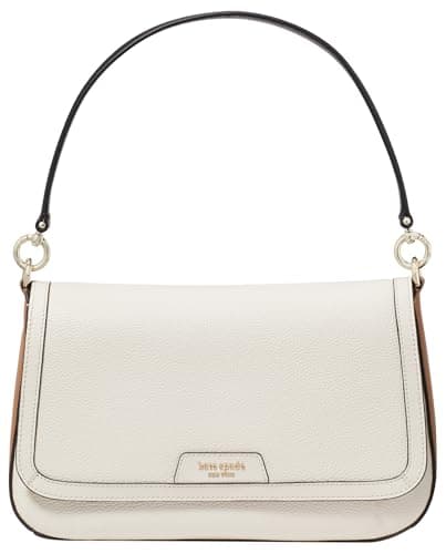 Image of kate spade new york womens Hudson Pebbled Leather Flap Shoulder Bag, Parchment Multi, One Size