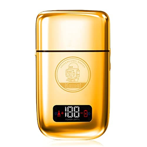 Image of KEMEI TX3 Professional Electric Reciprocating Foil Shaver for Men,Cordless Electric Razor Rechargeable,Men's Washable Bread foil Shaver with LED Display,Silver,Gold