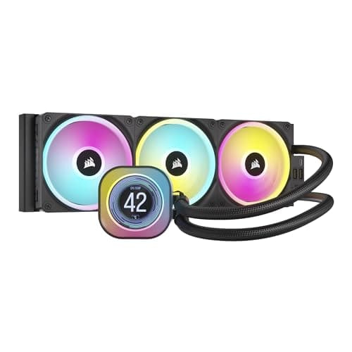 Image of CORSAIR iCUE LINK H150i LCD Liquid CPU Cooler - 360mm AIO - QX120 RGB Fans - 2.1” IPS LCD Screen - Fits Intel LGA 1700, AMD AM5 - iCUE LINK System Hub Included - Black
