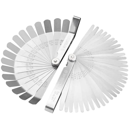 Image of Spurtar Feeler Gauges Set, 32 Blades Tapered and 16 Blades Offset Feeler Gauge Set Stainless Steel, Dual Marked SAE and Metric Feeler Gauge for Spark Plug, Valve, Piston, Guitar