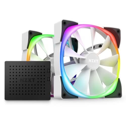 Image of NZXT AER RGB 2-140mm - HF-2814C-DW - Advanced Lighting Customizations - Winglet Tips - Fluid Dynamic Bearing - LED RGB PWM Fan - Twin Fans (Lighting Controller INCLUDED) - White