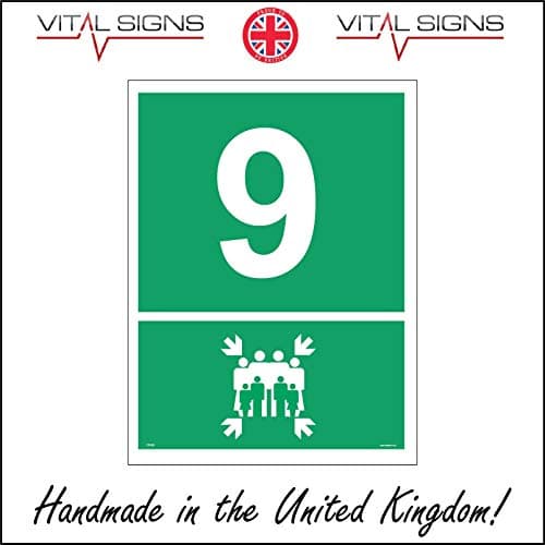 Image of FS153 Fire Assembly Point 9 SIGN Office Work Factory number shop school 400mm x 600mm Sticker/Sav - White Background