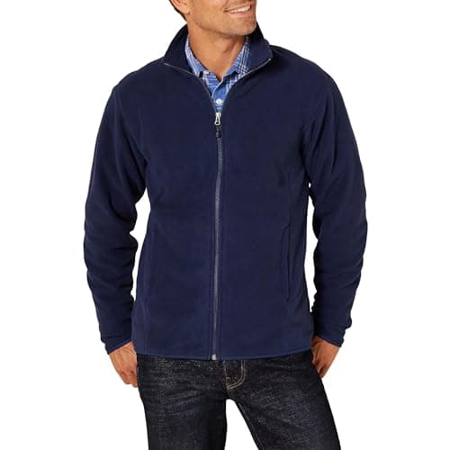 Image of Amazon Essentials Men's Full-Zip Fleece Jacket (Available in Big & Tall), Navy, L