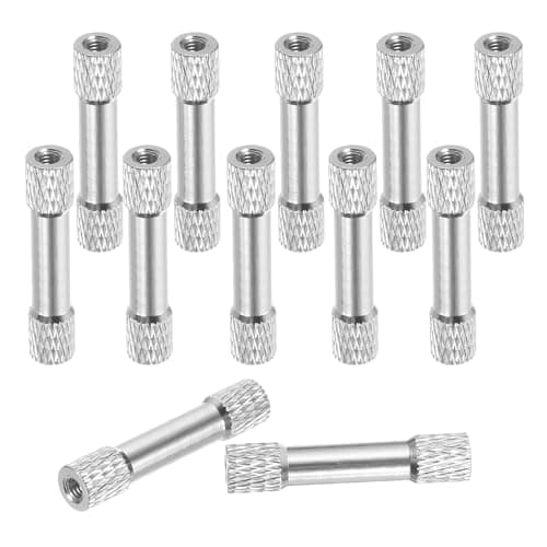 Image of sourcing map 12 Pcs M3 x 30mm Knurled Aluminum Standoff Double-Head Spacer Column for FPV Drone RC Airplane Racing Car Simracing, Silver Tone