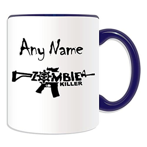 Image of Personalised Gift - Zombie Killer Mug (Scary Design Color) - Any Name Message Unique - Evil Outbreak Undead Walking Dead Voodoo Bloody Apocalypse Gun Rifle Slogan