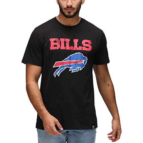 Image of Recovered NFL Cotton Men's T-Shirt - Buffalo Bills American Football T-Shirts - Fan Shirt Team Logo Sports, Gym Comfort Garments Crew Neck Short Sleeves Officially Licensed Black -XL