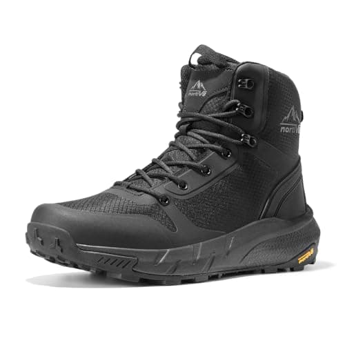 Image of NORTIV 8 Men's Mid Military Tactical Boot Comfortable Lightweight Boots for Work All Day Side Zipper Motorcycle Combat Boots,Size 9.5,Black,SNMT241M
