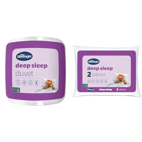 Image of Silentnight Deep Sleep Single Duvet 7.5 Tog – Mid-Lightweight Soft and Comfortable Quilt Duvet & Deep Sleep Pillows 2 Pack – Medium Support Comfortable Hollowfibre Bed