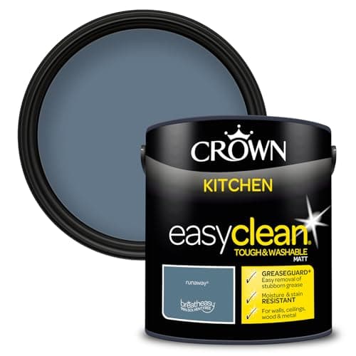 Image of CROWN Runaway - Anti Mould Kitchen Paint - Washable, Grease & Steam Resistant - Mid Blue Paint - 2.5L