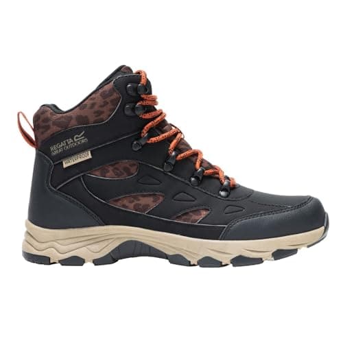 Image of Regatta Womens Vendora Waterproof Walking Boots - Black/Leopard - 6.5